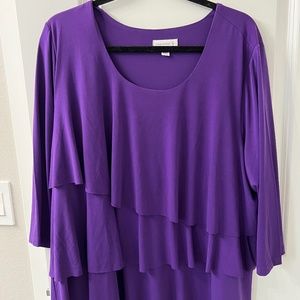 Susan Graver 3/4 Sleeve 2X Purple Top